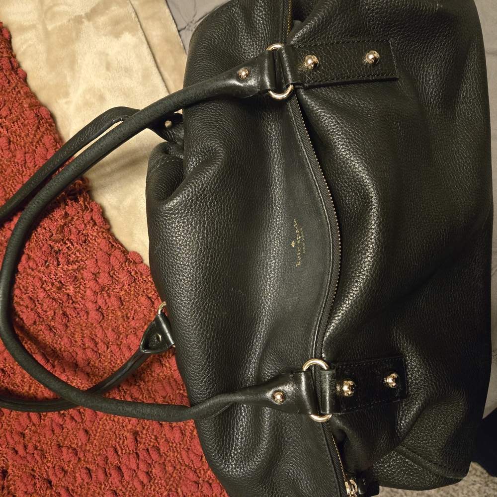 kate spade Black Tote with Smooth Leather Finish and Silver Hardware